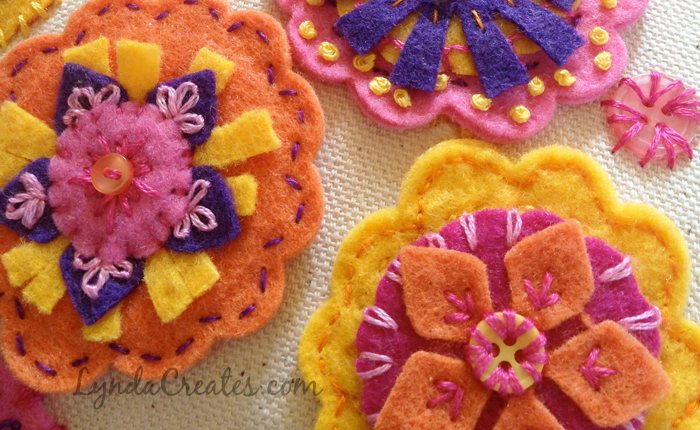Embroidered Felt Flower&nbsp;Pillow