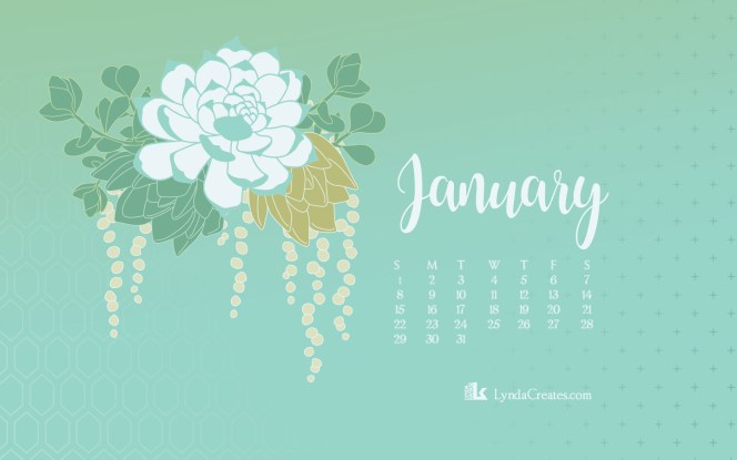 January 2017 Succulent desktop calendar