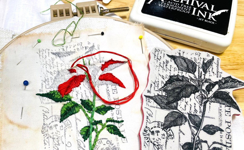 Creative Fabric Techniques: Embroidery, Stamping & Distress Inking – Part&nbsp;1