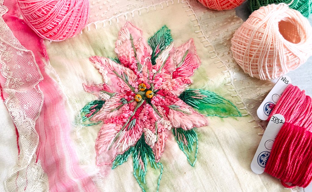 Creative and Relaxing Christmas Slow Stitching on Inktense Painted&nbsp;Fabric