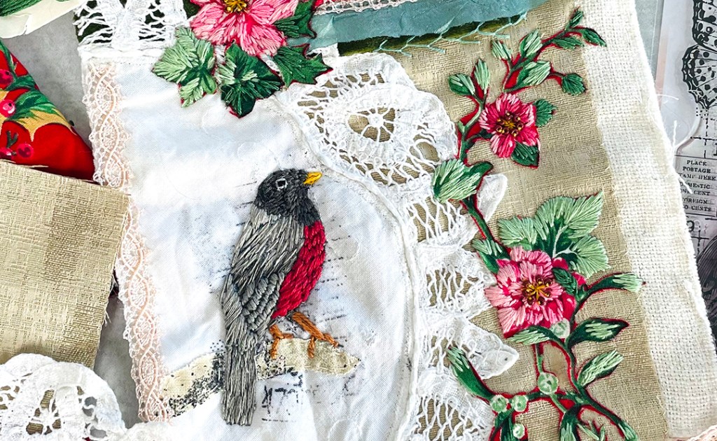 Combine and Create Lovely Art With #SlowStitching, Stitch Your Stamps and&nbsp;Applique