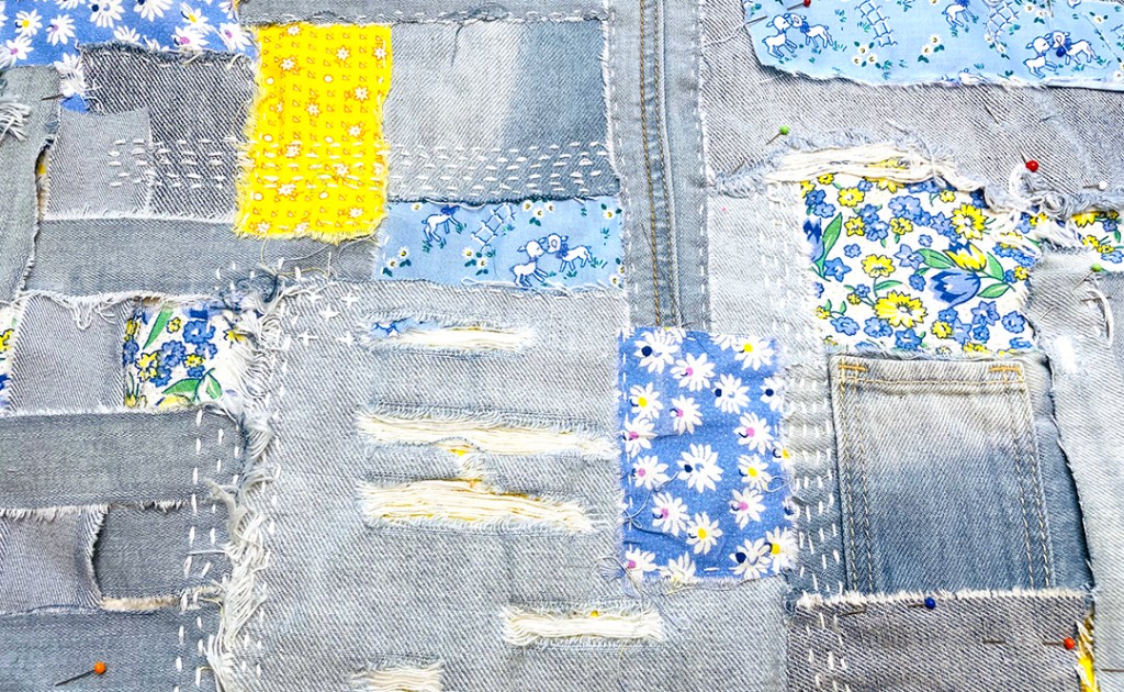 Part 1 – Combining Thrifted Denim and Fabrics to Create a Slow Stitched&nbsp;Vessel