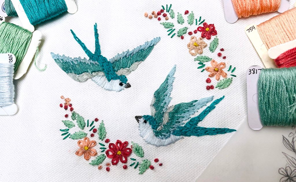 creating an original drawing to embroidered&nbsp;art